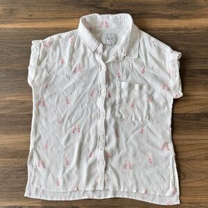 Rails Pink  Champaign White Button-Up Shirt Short Sleeve Sz S